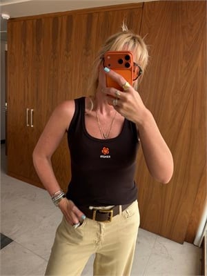 Orijinal Marka Çiçek Nakışlı Acıkahve Body