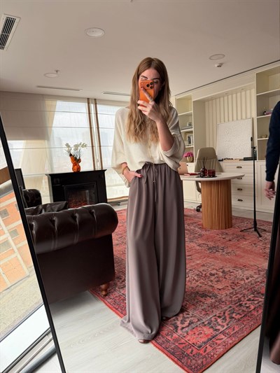 Beli Büzgü Lastikli , Vizon , Tiril Palazzo