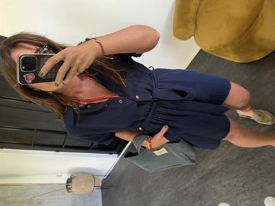 Beli Lastikli , Kuşaklı , %100 Coton , Lacivert Müslim Tulum