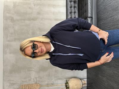 Orijinal Model , Lacivert Poplin Detaylı , Kapişonlu Sweat