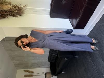 Premium Seri İthal Keten İndigo Tulum