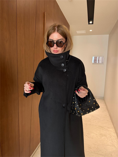 Orijinal Model , Siyah , Premium Kaşe Kaban
