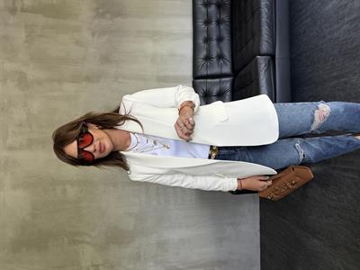 Orijinal Model , Kolu Büzgülü , Likralı , Ekru Blazer Ceket
