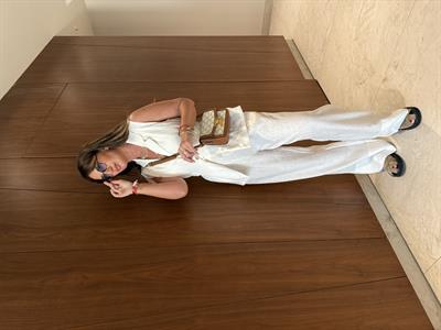 Orijinal Marka , %100 Coton , Beli Lastikli , Ekru Palazzo