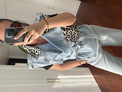 Orijinal Model , Leopar Detaylı , Tasarım Jean Yelek
