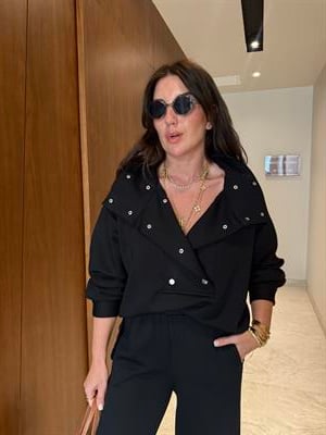 Tasarım Patpat Yakalı , Siyah , Premium Modal Takım