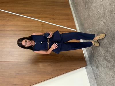 Taba Kemerli , Likralı Krep Kumaş , Lacivert , Havuç Pantolon