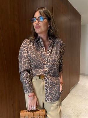 Leopar Desenli , Poplin Gömlek