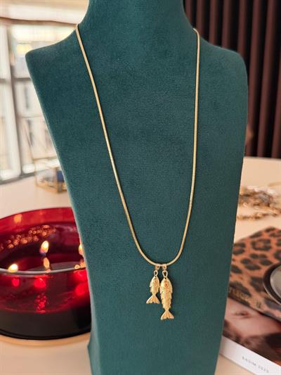 14K Kaplama , Balıklı Kolye
