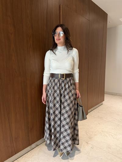 Beli Lastikli , Kahverengi Ekoseli , Premium Etek