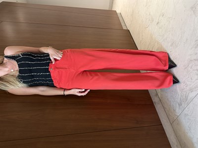 Kırmızı , Yumuşacık Tencel Jean Pantolon