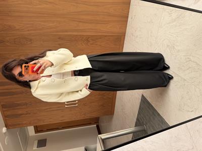 Kemerli Siyah Palazzo Pantalon