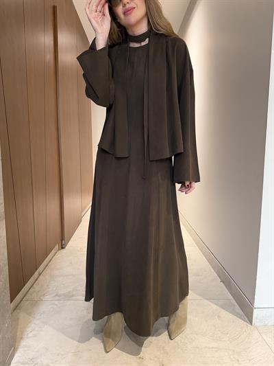 Elbise & Ceket , Acıkahve Tencel Takım
