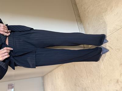 Çizgili , Lacivert , Premium Palazzo Pantolon