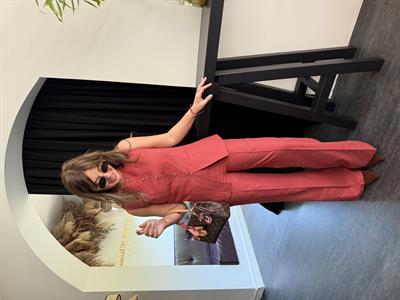 Gold Düğmeli , Kiremit , Keten , Yelekli Takım