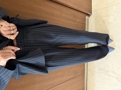 Çizgili , Lacivert , Premium Palazzo Pantolon