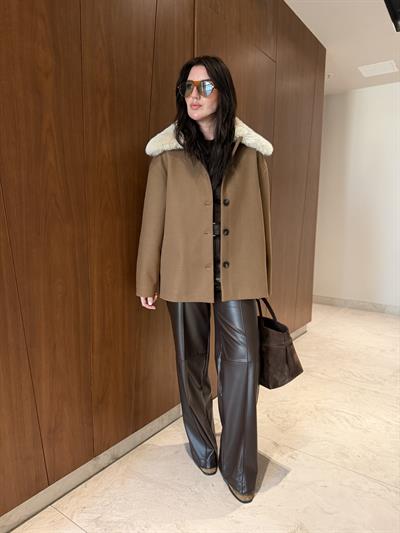 Kürk Yakalı Premium Kaşe Palto