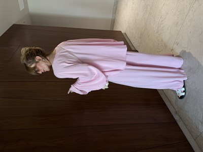 Premium Tencel Kumaş , Lastikli Pantolon & Gömlek , Pembe Takım