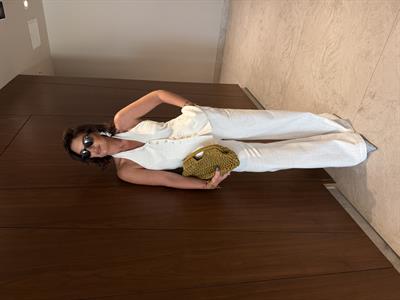 Boyundan Bağlamalı , Premium , Ekru , Pamuk Keten Takım