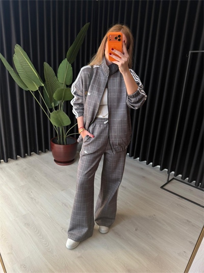 Orijinal Model Premium Gri Ekoseli Takım