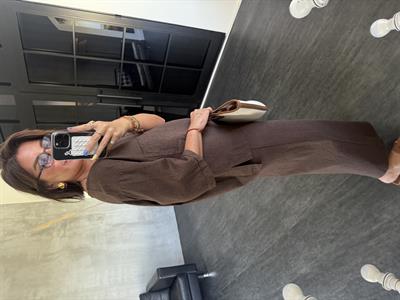 Orijinal Model, Acı Kahve Keten Etek & Bluz Takım