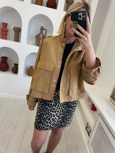 Önü Fermuarlı Camel Mevsimlik Mont