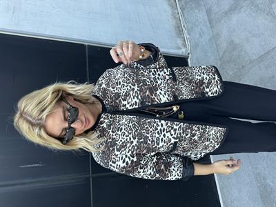 Orijinal Model Kahve Leopar Kapitone Mevsimlik Mont