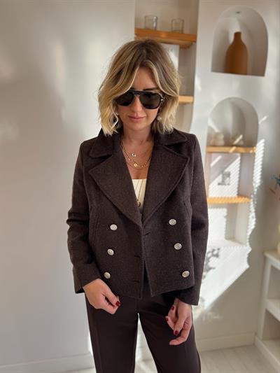 Orjinal Marka Dokulu Acı Kahve Kruvaze Mont