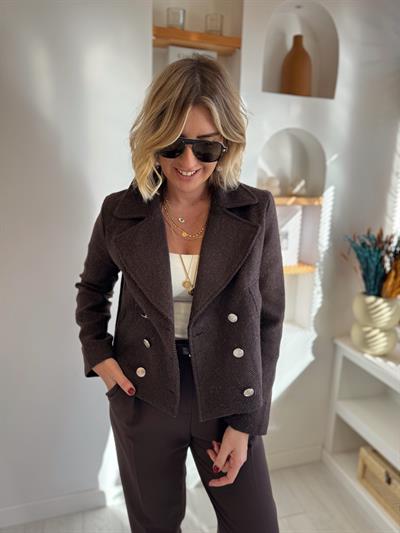 Orjinal Marka Dokulu Acı Kahve Kruvaze Mont