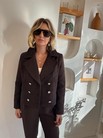 Orjinal Marka Dokulu Acı Kahve Kruvaze Mont