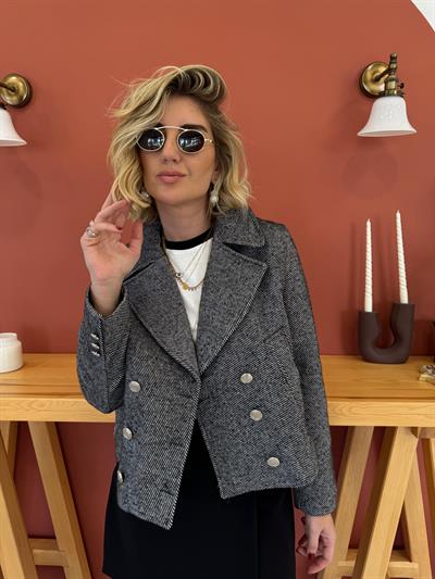 Orjinal Marka Dokulu Füme Kruvaze Mont