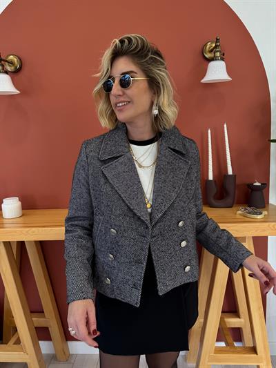 Orjinal Marka Dokulu Füme Kruvaze Mont