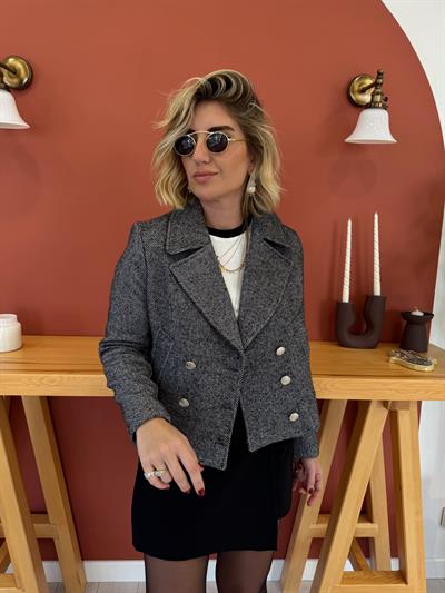 Orjinal Marka Dokulu Füme Kruvaze Mont