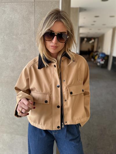 Orjinal Marka Kadife Yaka Taba Mont