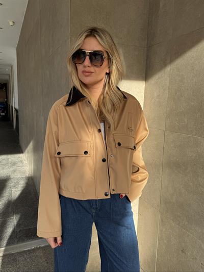 Orjinal Marka Kadife Yaka Taba Mont