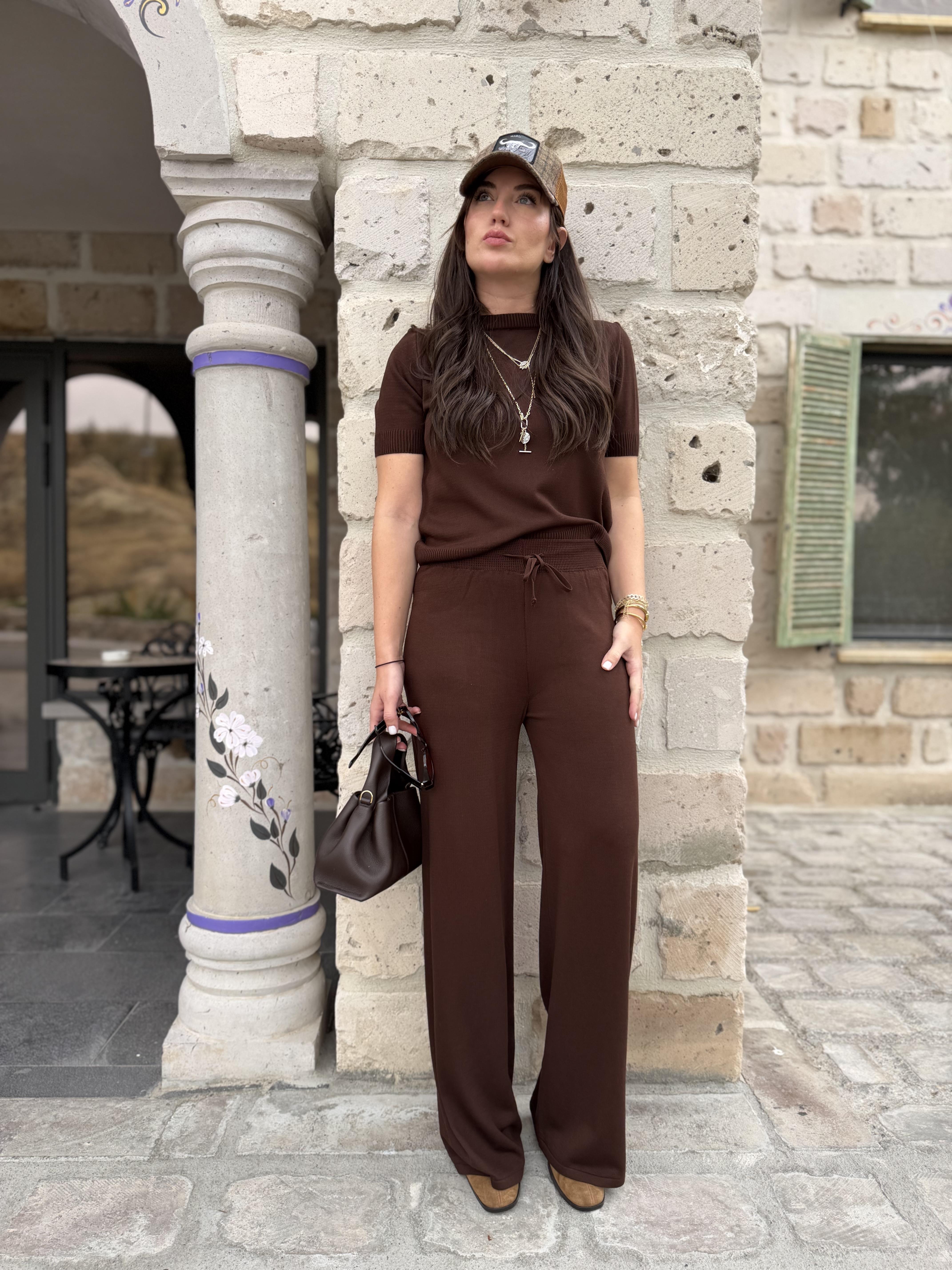 Acı kahve , Kısa Kollu , Premium Triko Takım