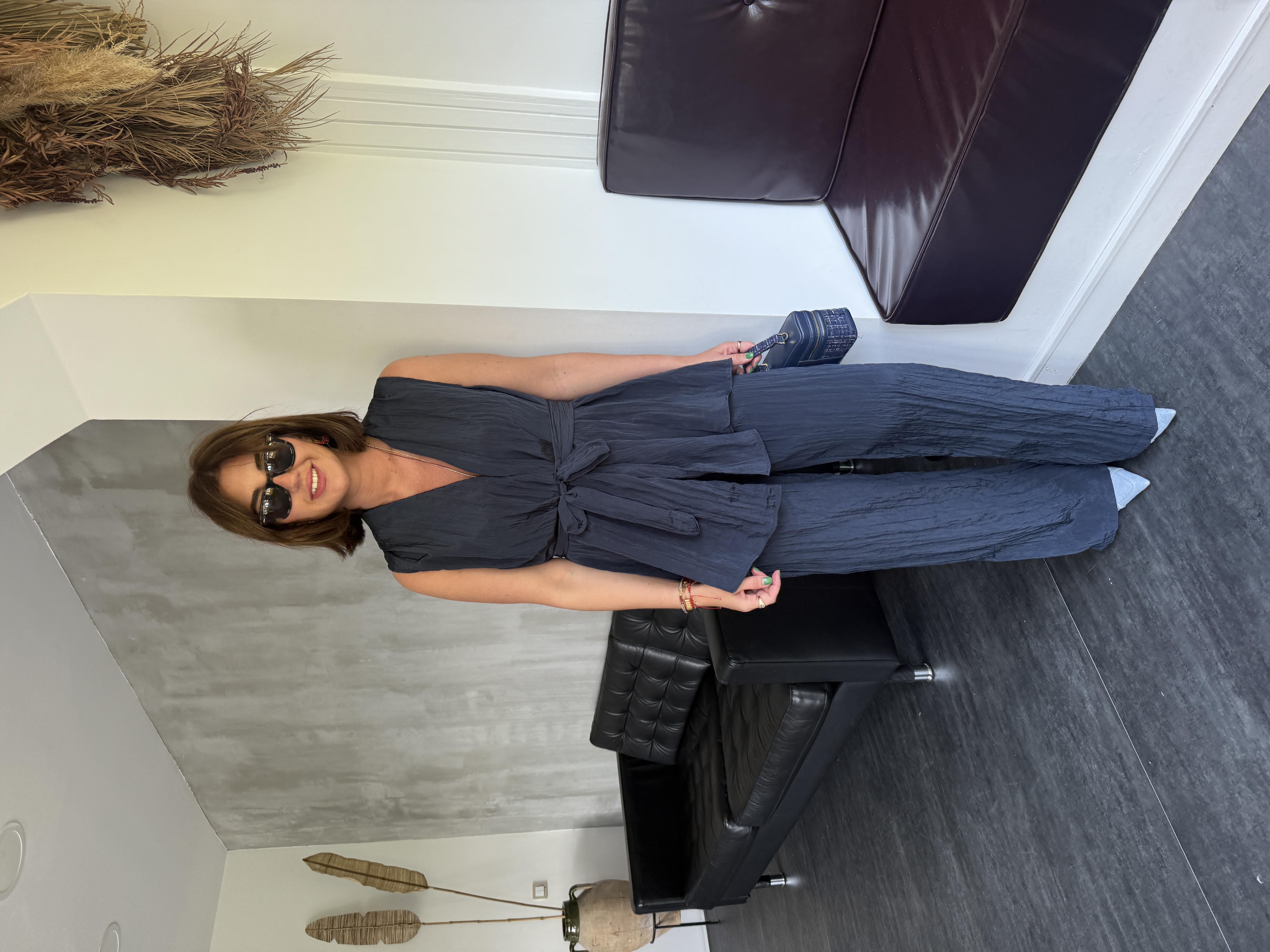 Orijinal Model , Bağlamalı , Lacivert , Bluz & Pantolon , Takım