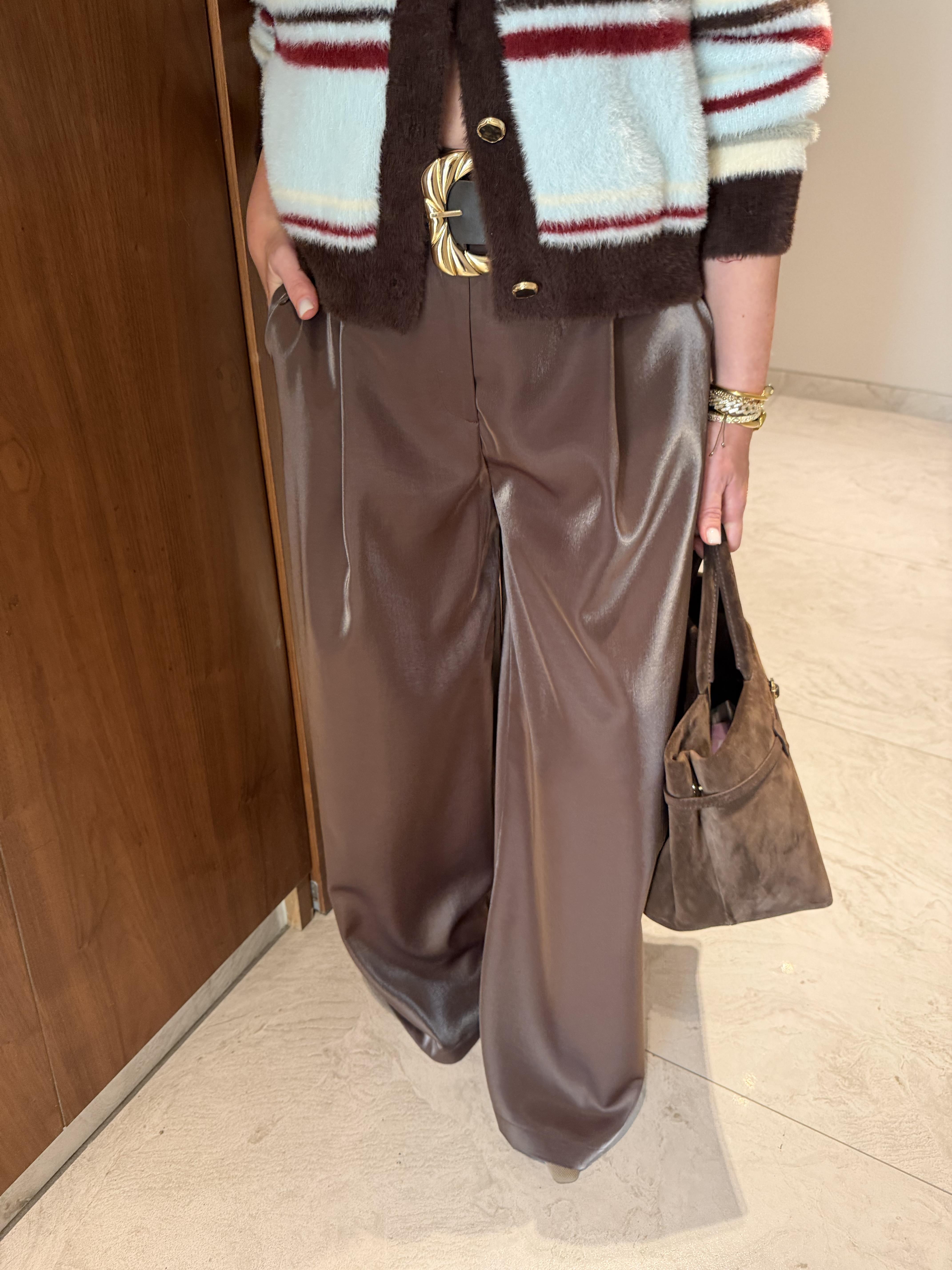 Orijinal Marka , Kemerli , Acıkahve Saten  ,  Palazzo Pantolon