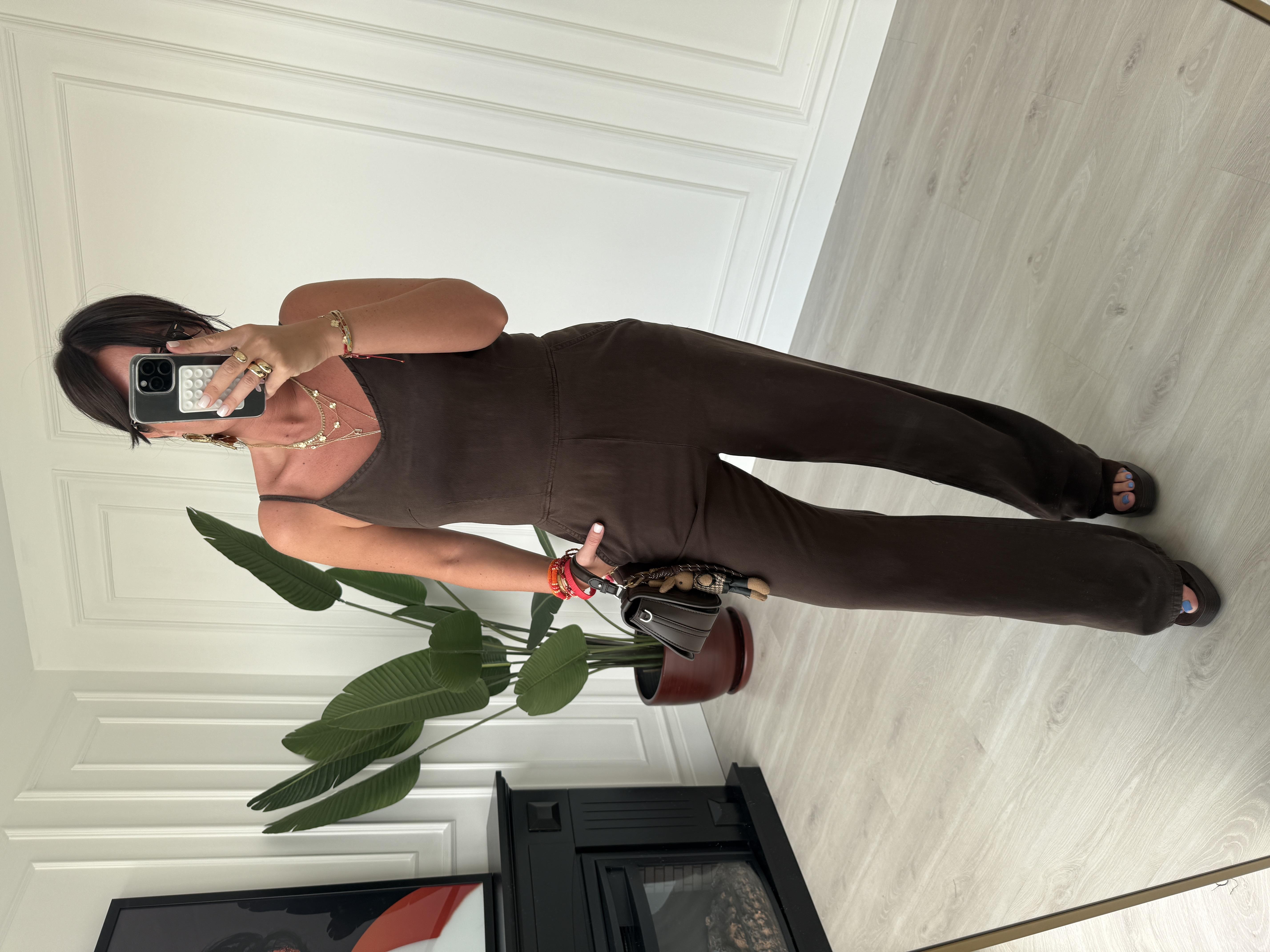 Askılı , Tencel Gabardin , Acı Kahve Tulum