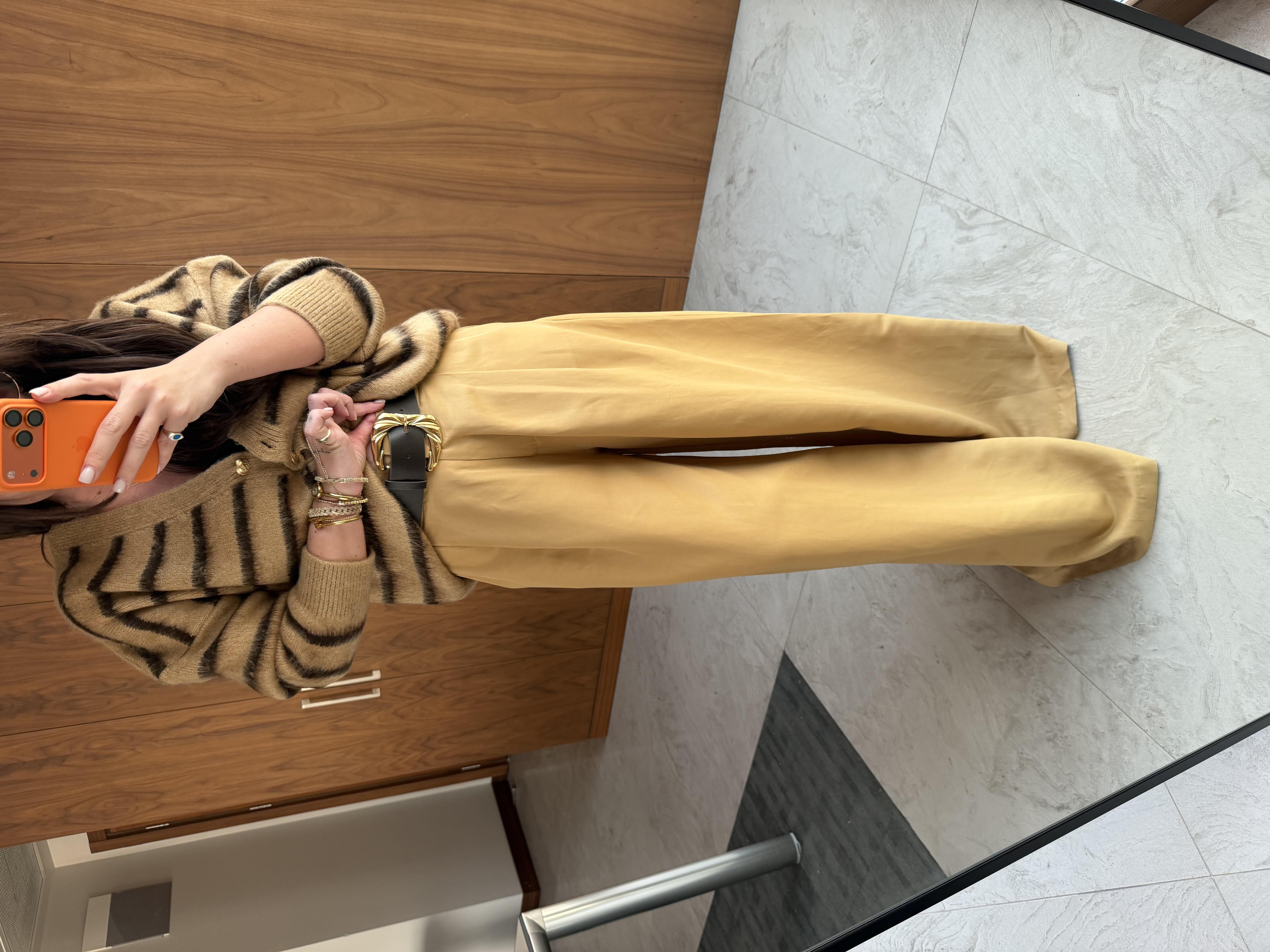 Orijinal Marka , Kemerli , Tencel Krep , Taba Palazzo Pantolon