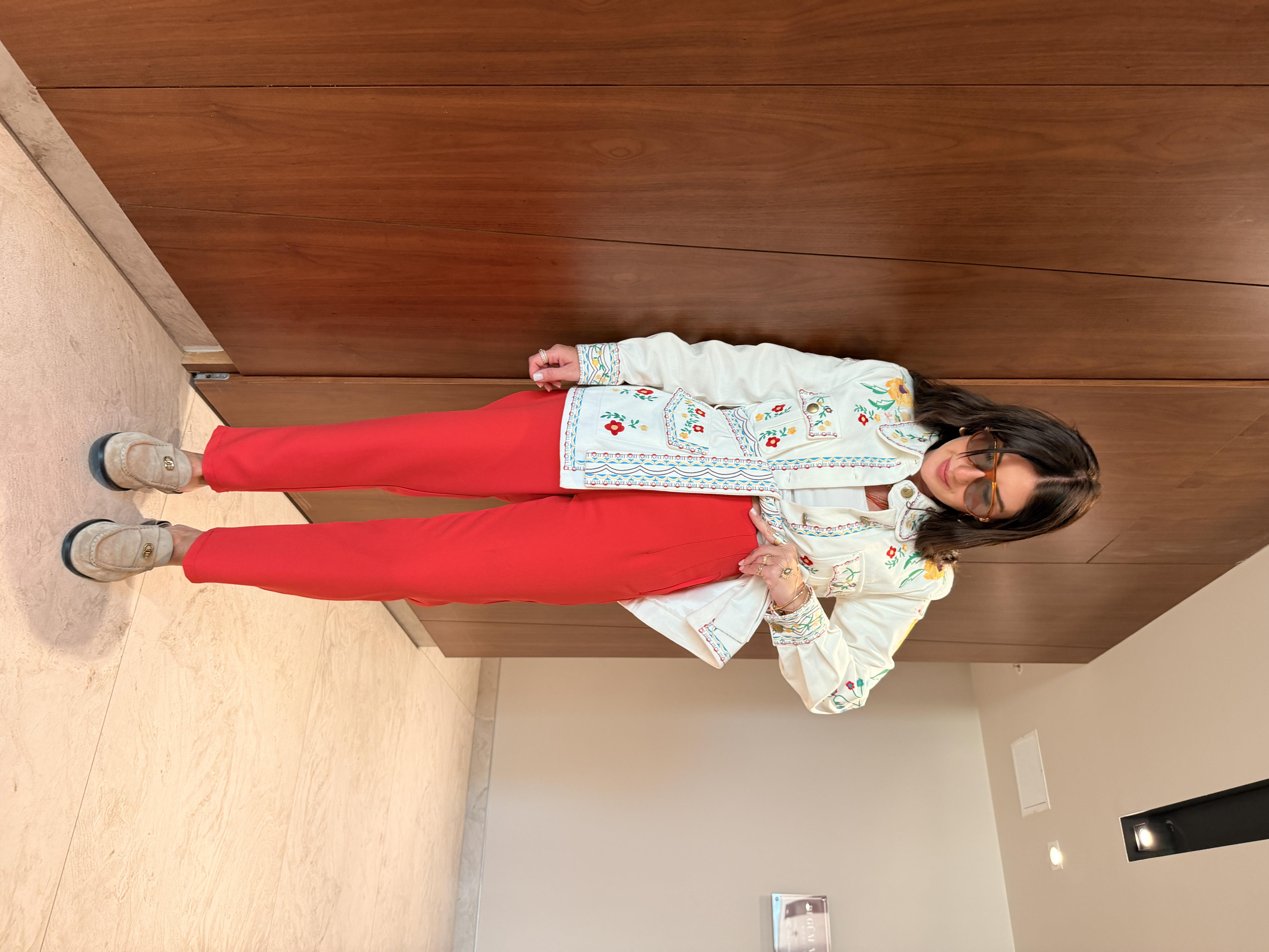 Kırmızı , Likralı , Fileto Pantolon