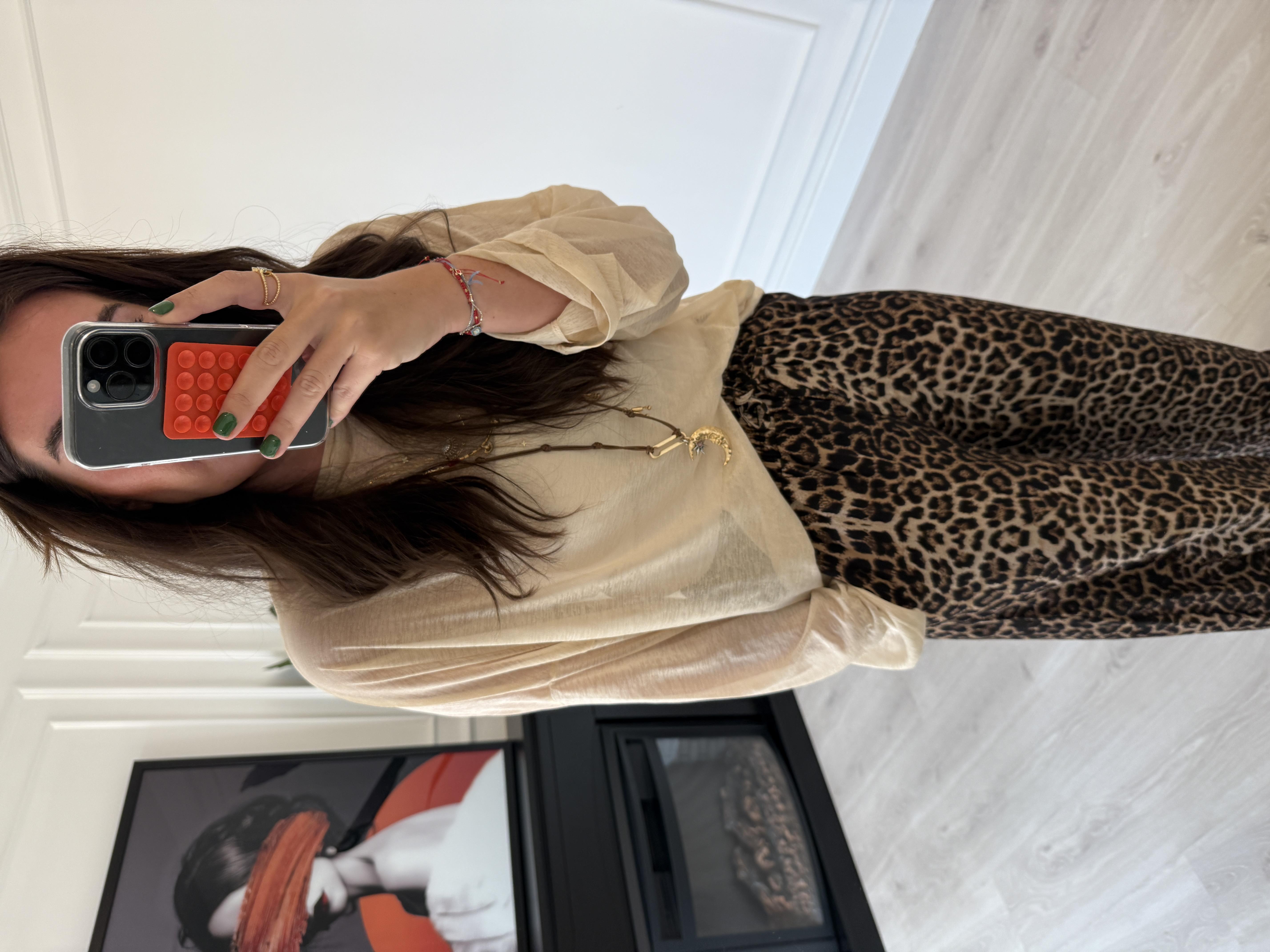 Std Beden , Bej Tiril Bluz