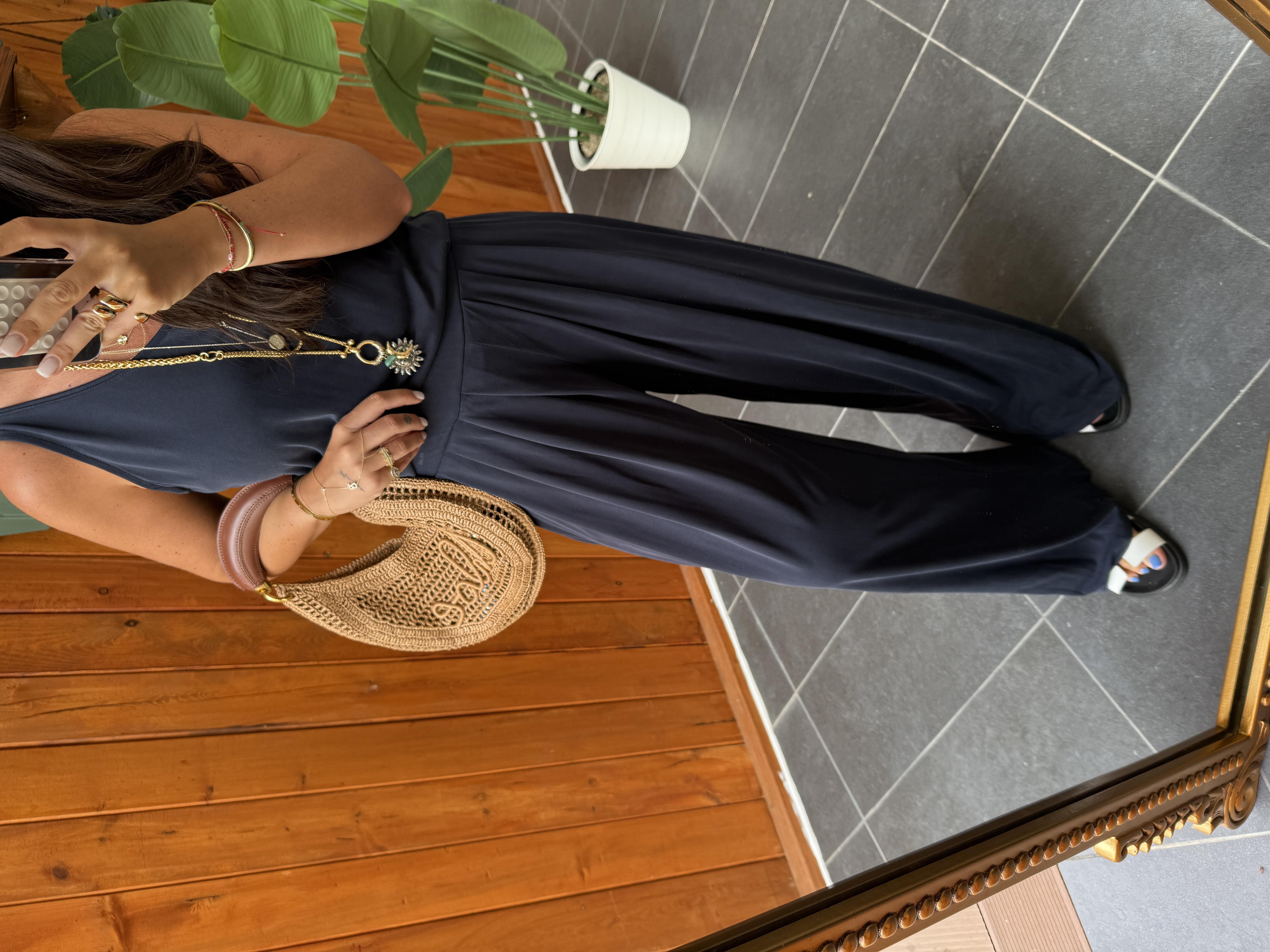 Arkası Lastikli , Lacivert Modal Pantolon