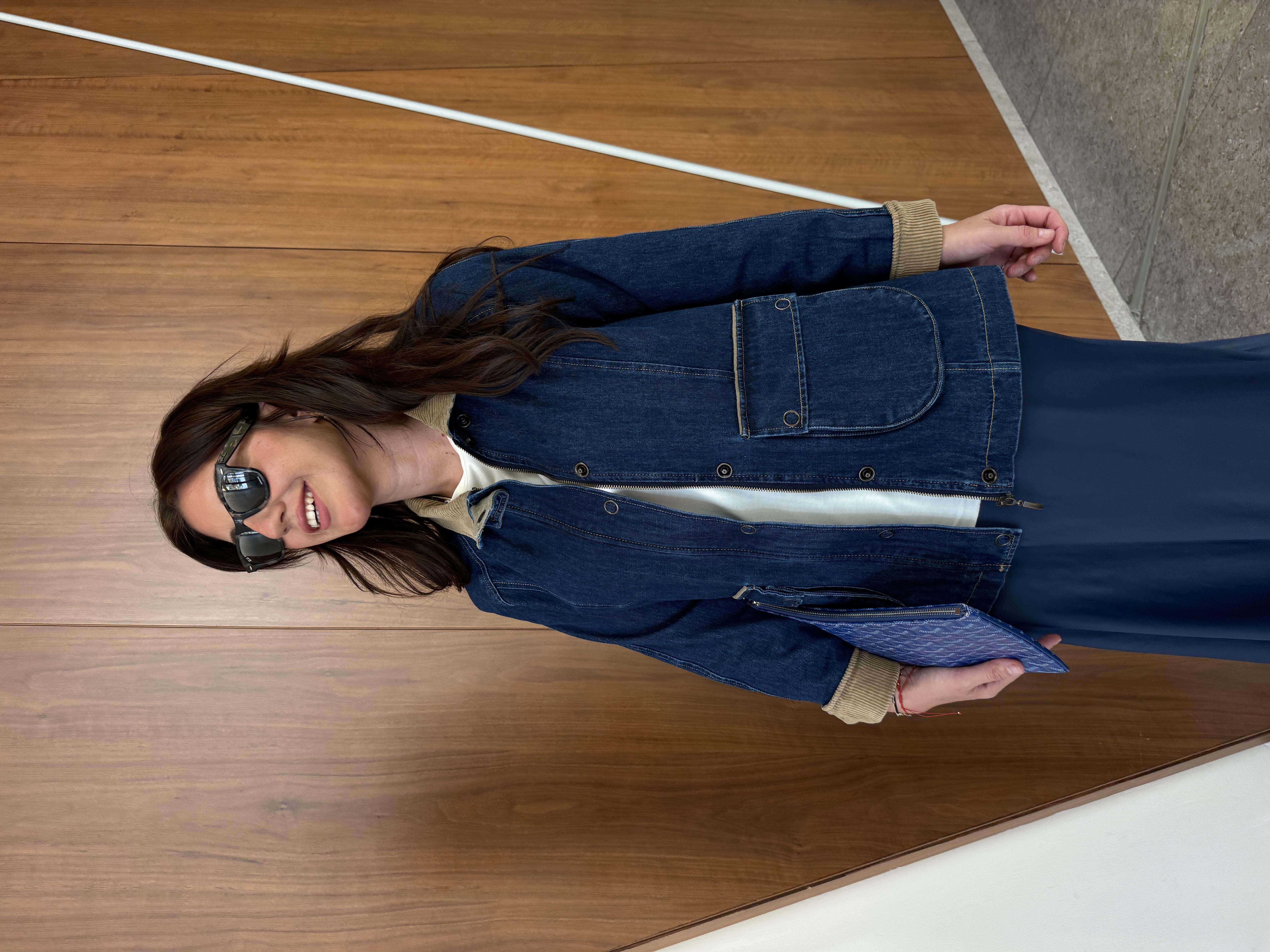 Kadife Yaka , İçi Ekose Astarlı , Kemerli , Premium Jean Ceket