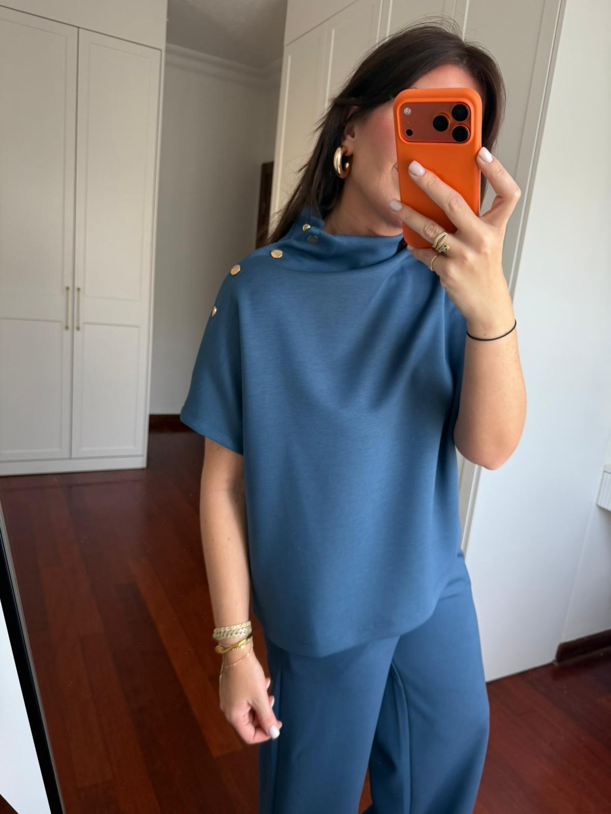 Orijinal Marka , Omzu Gold Detaylı , İndigo , Tok Modal Takım