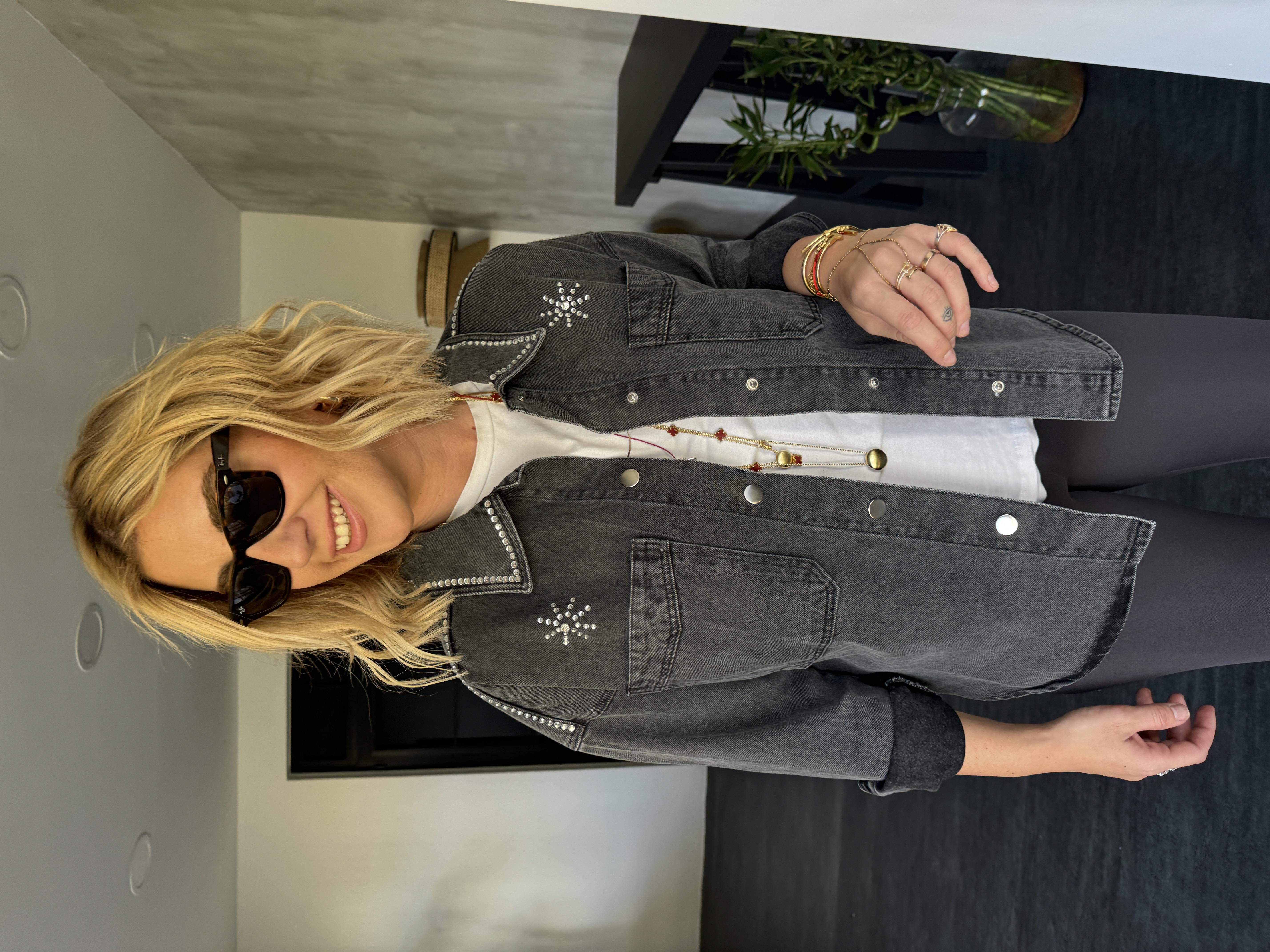Orjinal Model , Taş Detaylı , Füme Jean Gömlek