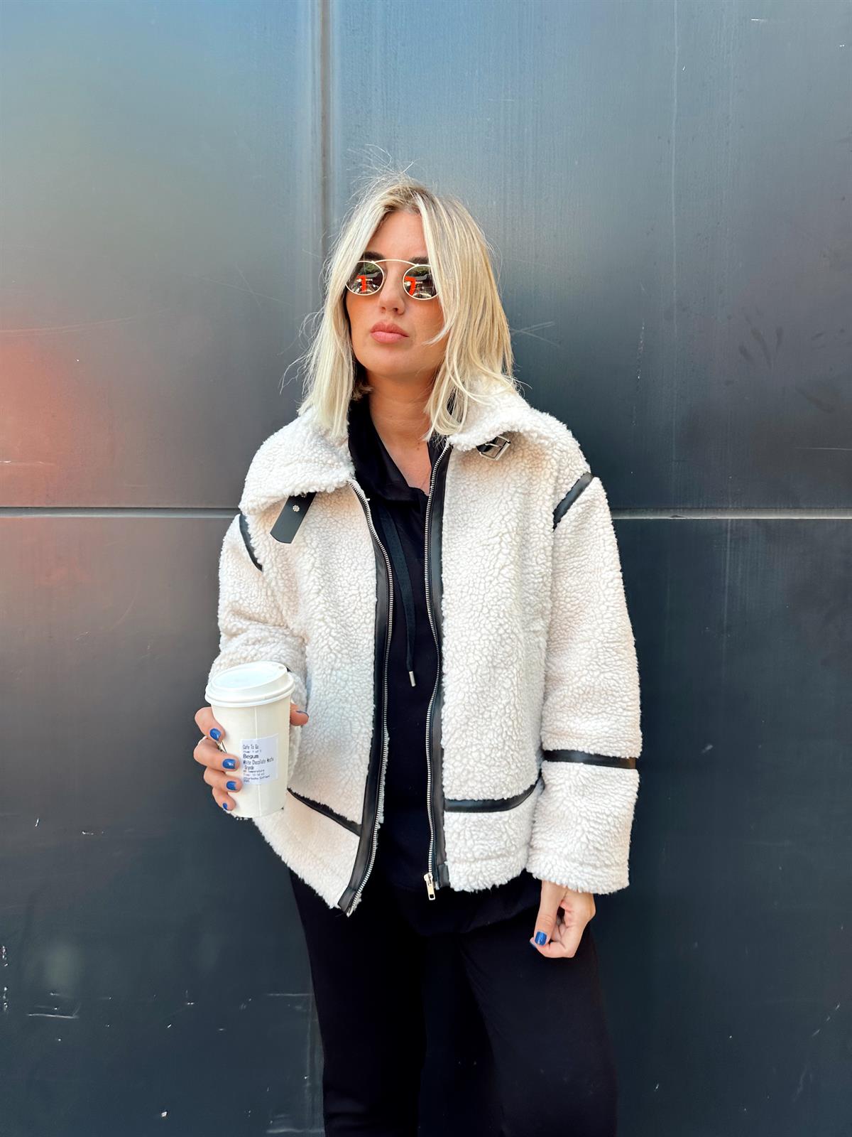 Orijinal Model, Deri Detaylı Teddy Mont