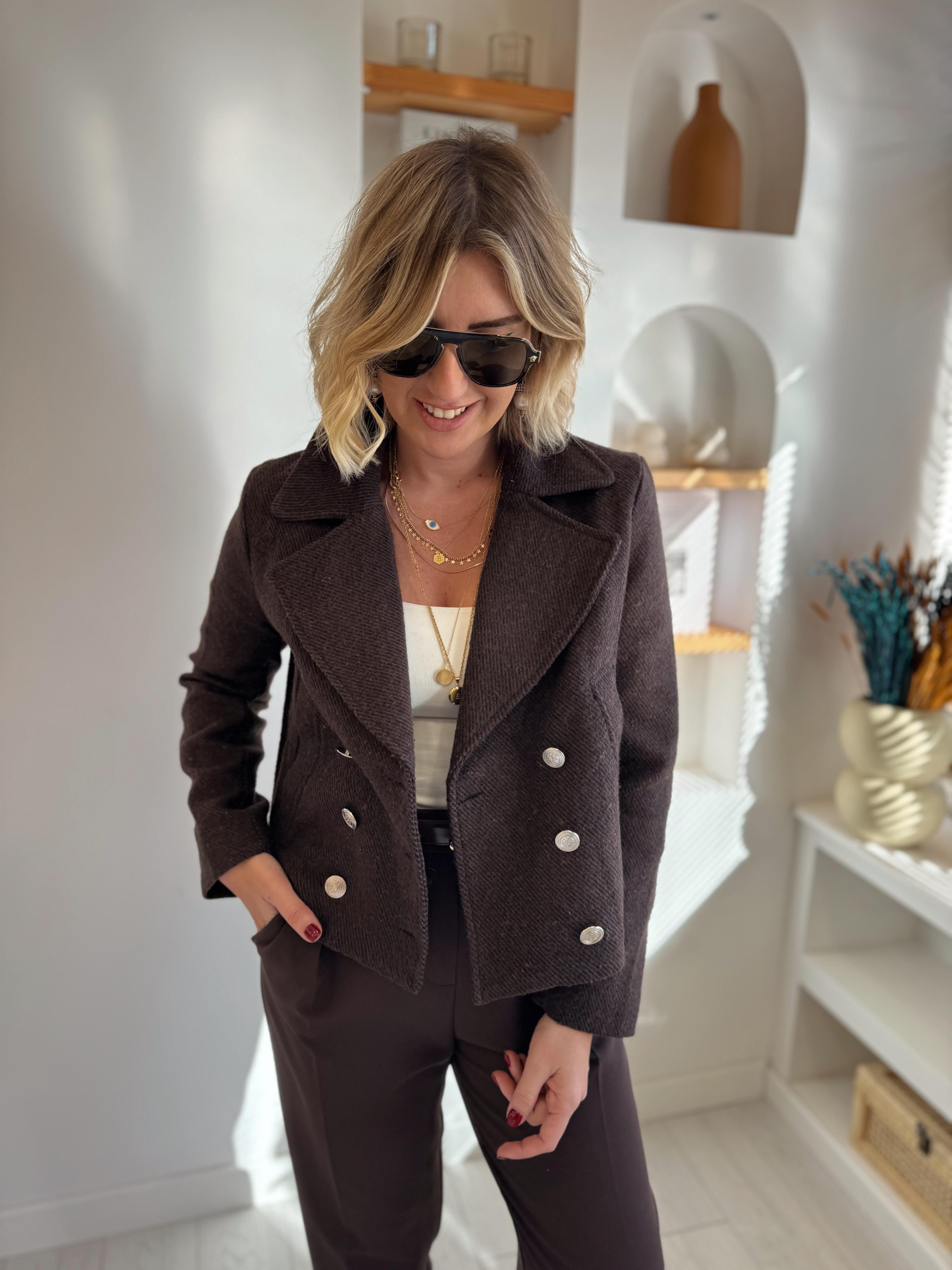 Orjinal Marka Dokulu Acı Kahve Kruvaze Mont