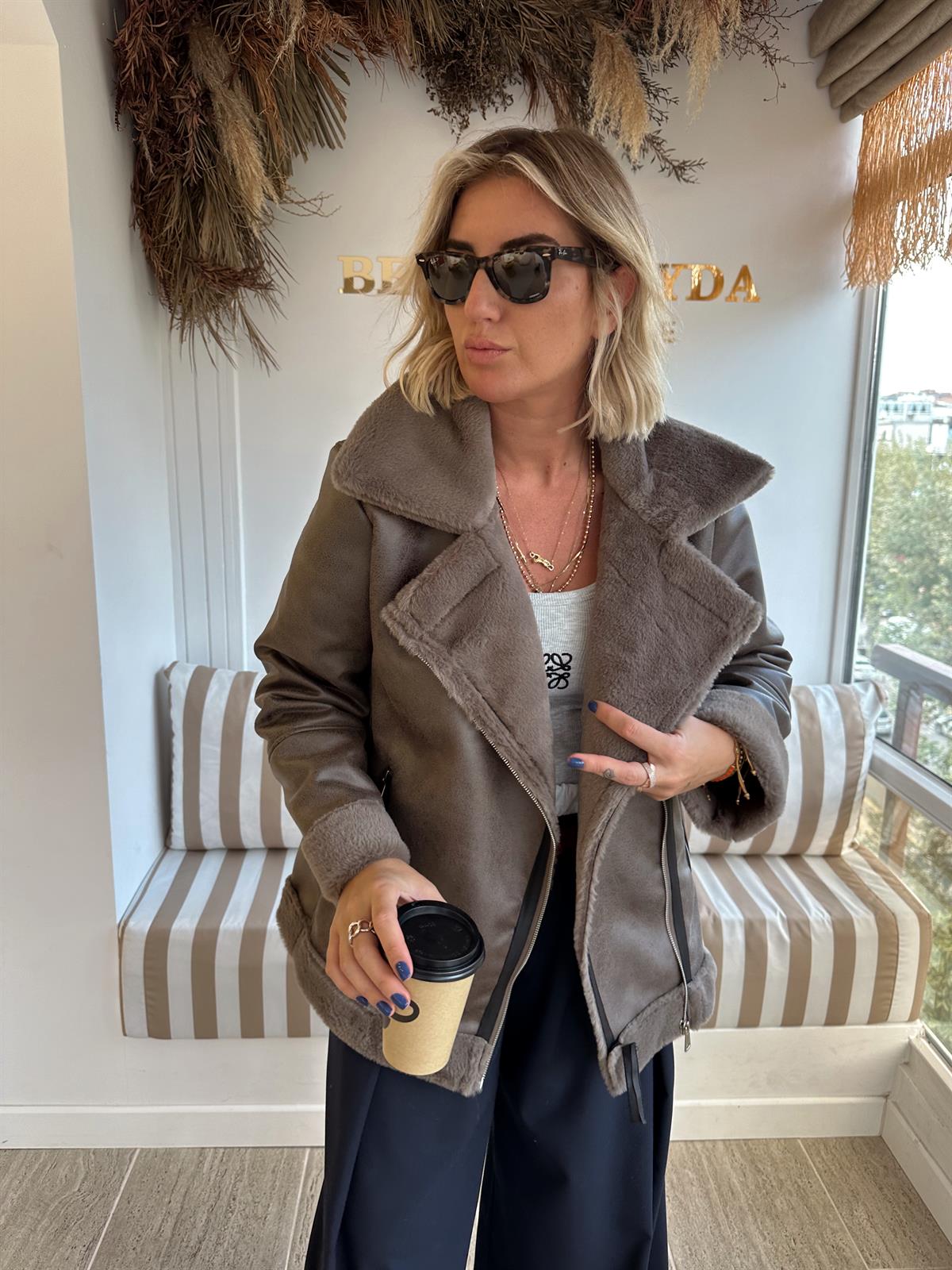 Premium Kürk Astarlı , Vizon Nubuk Mont