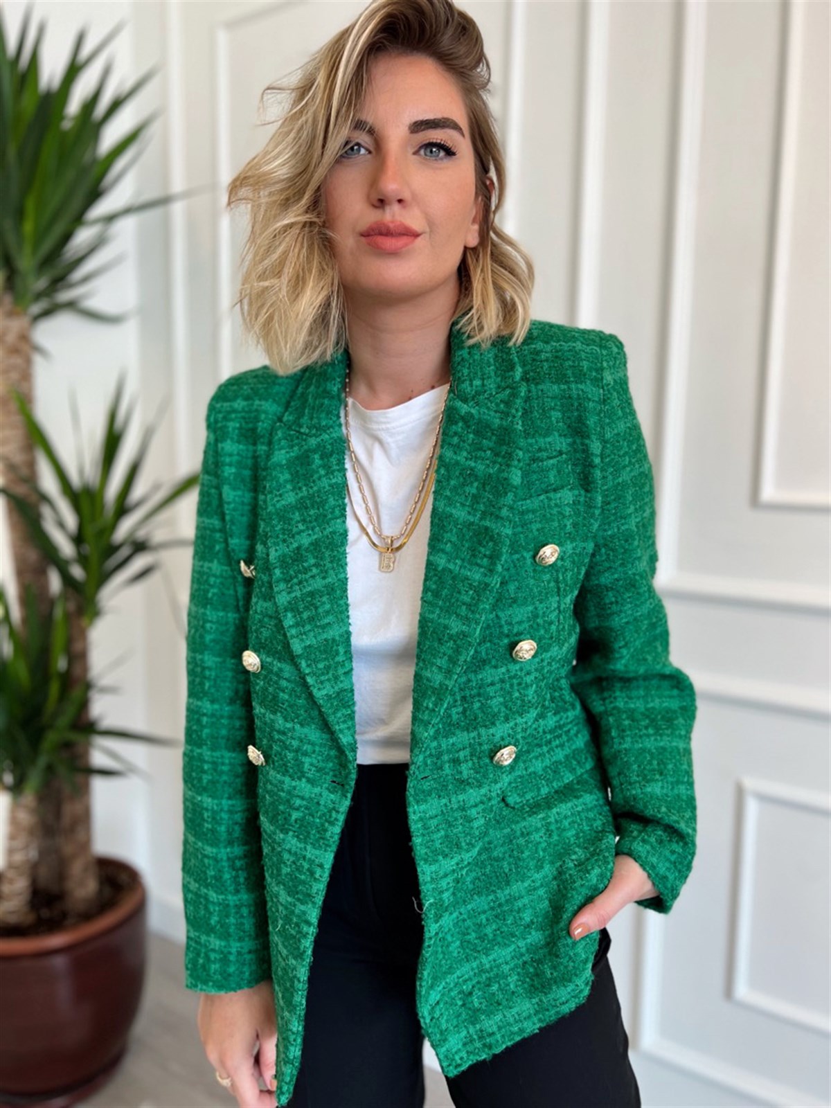 Yeşil Chanel Kumaş Tüvit Ceket | Begüm Mayda Boutique